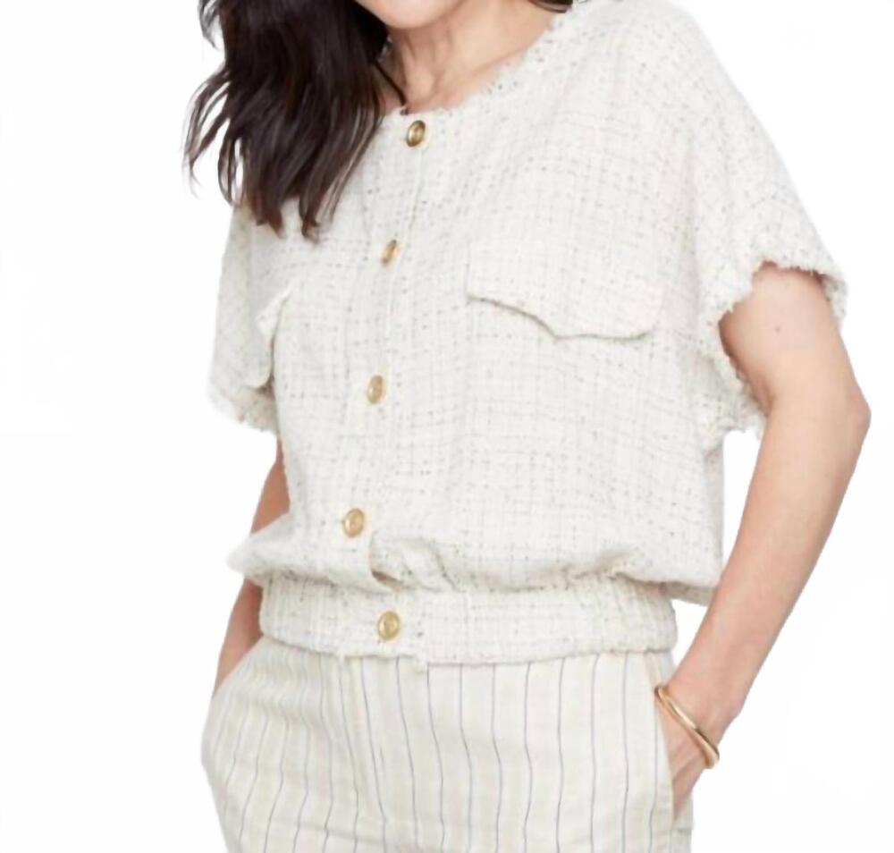 NEW RENUAR woven short sleeve jacket in oyster